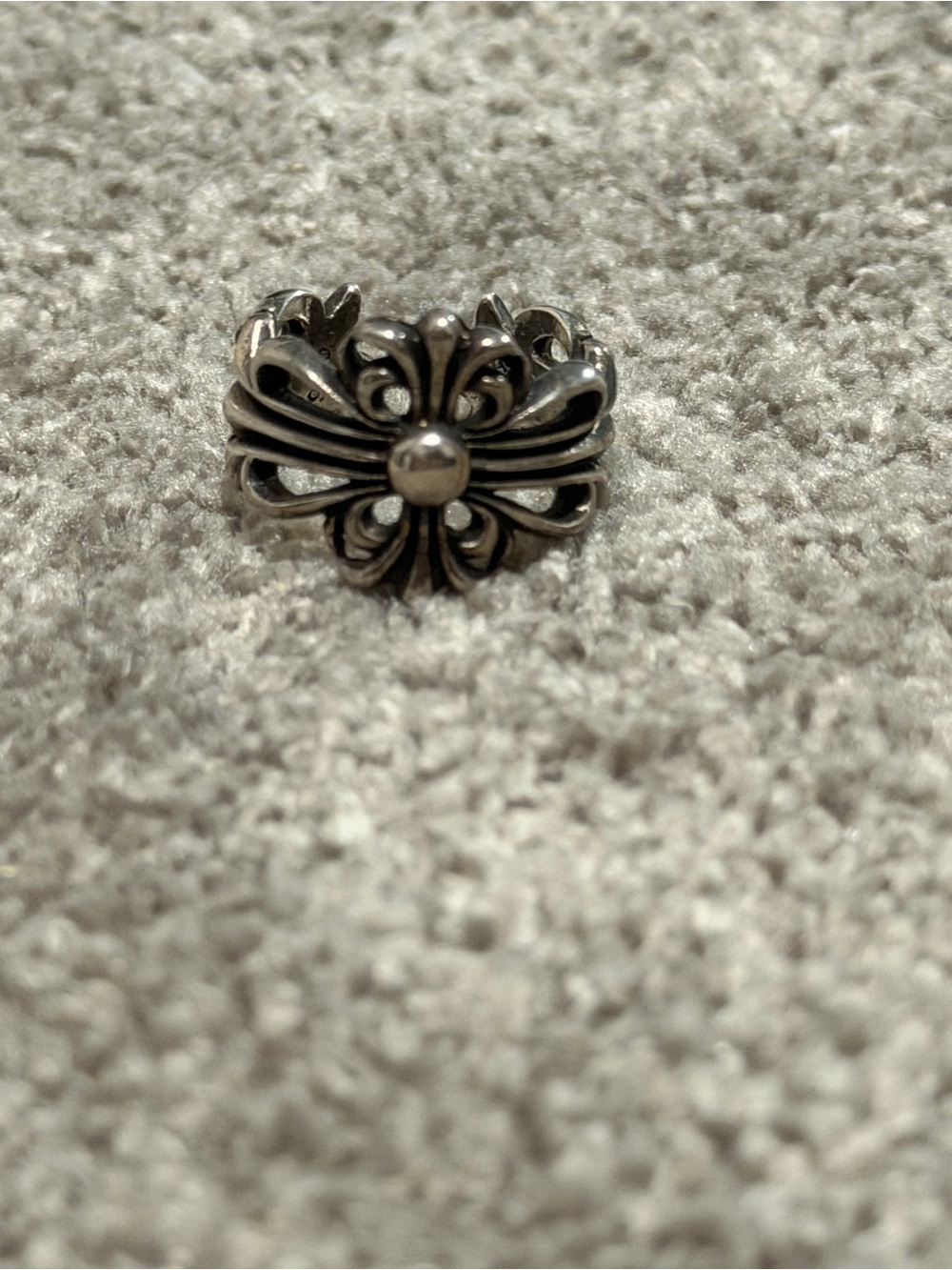 925 Sterling Silver Gothic Fleur-de-Lis Cross Ring Size 5